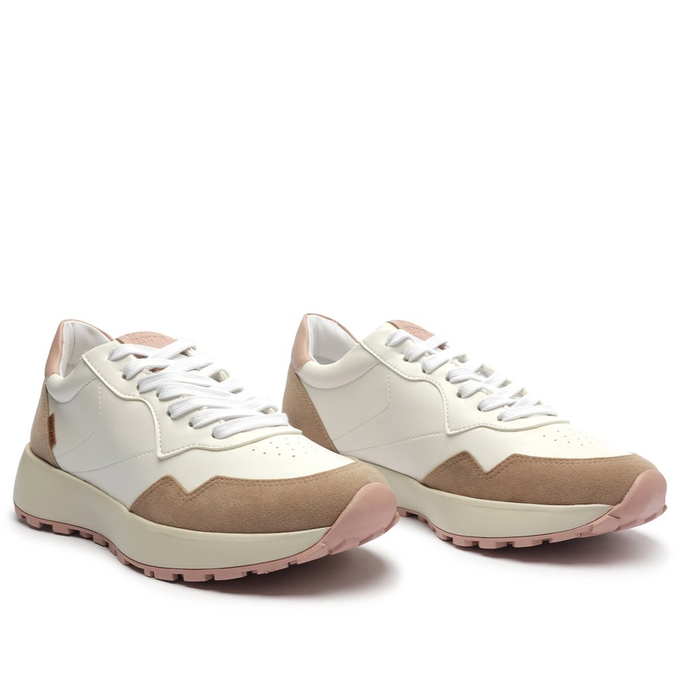 Tênis Branco e Nude Sporty Recorte