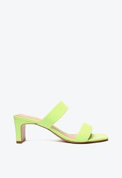 Sandália Mule Verde Neon Schutz Salto Couro
