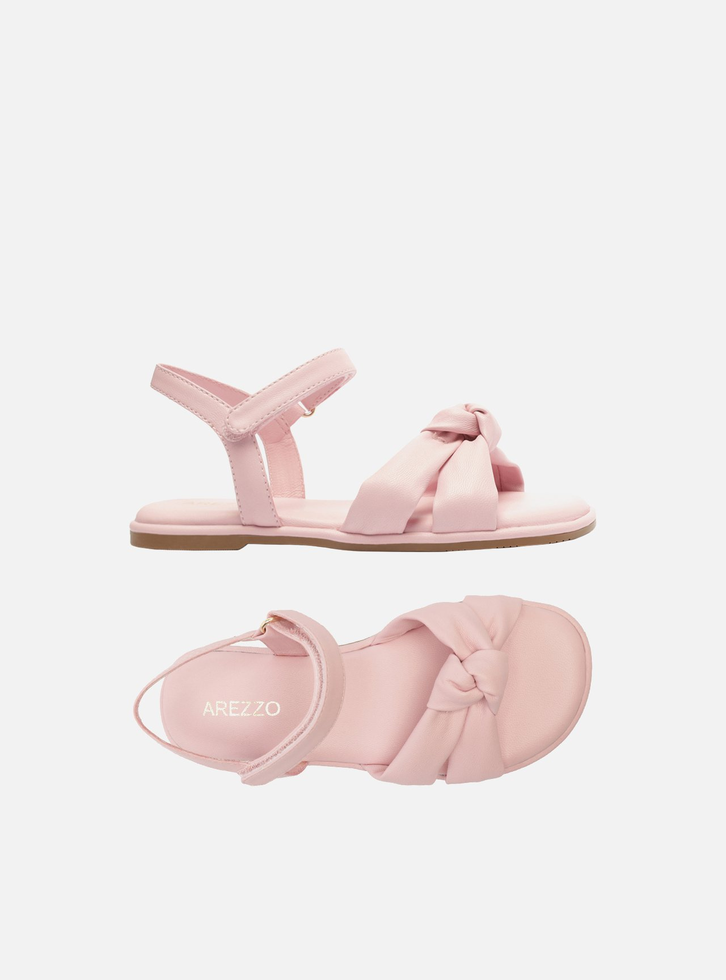 Sandália Rasteira Infantil Rosa Tiras Velcro