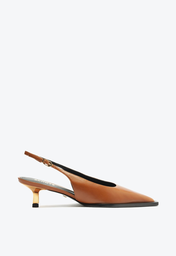 Scarpin Marrom Schutz Slingback Couro Salto Baixo