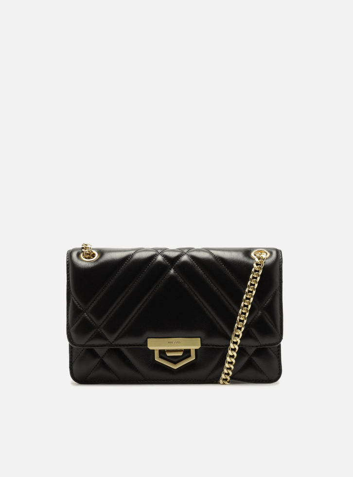 Bolsa Tiracolo Preta Couro Média Corrente