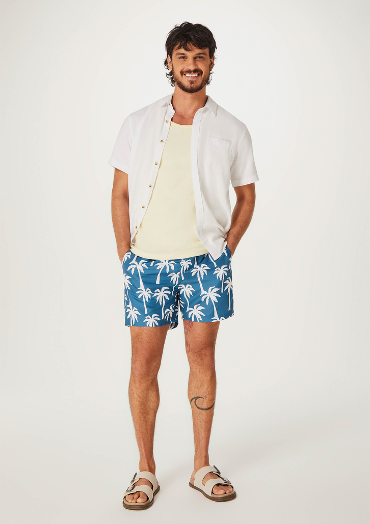 Shorts Azul Hering Praia Estampado