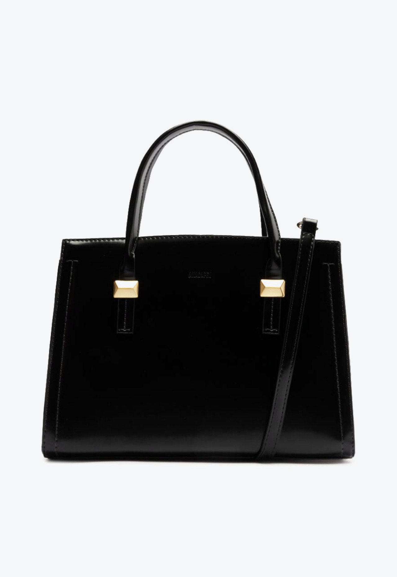 Bolsa Tote Preta Anacapri Média Detalhe Metálico Bolsa Tote Preta Anacapri Média Detalhe Metálico