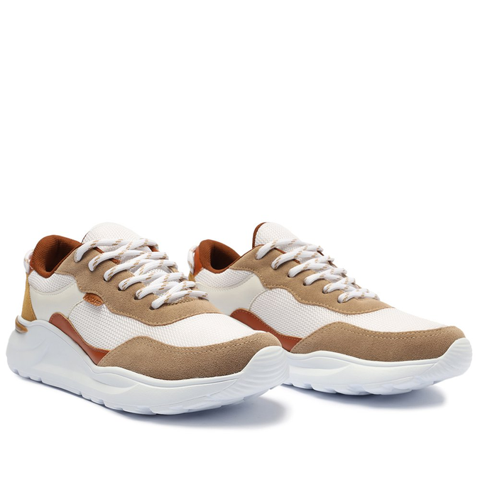 Tênis Chunky Branco Detalhes Assimétricos Marrom