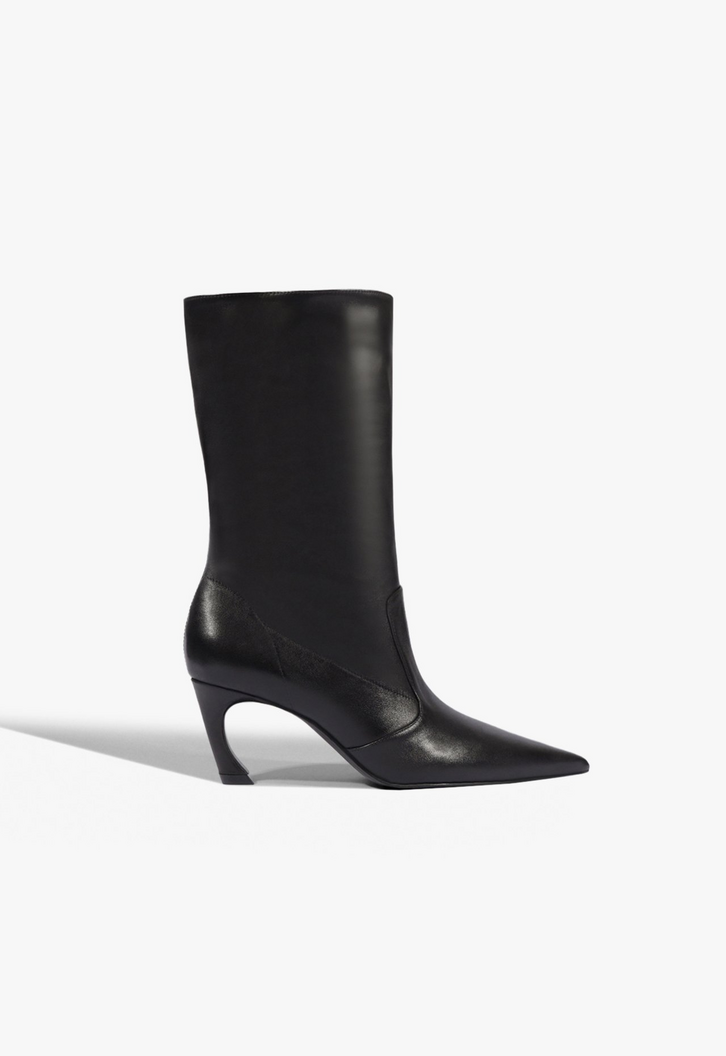 Bota Lexi Mid Slouch Bootie Couro Preta