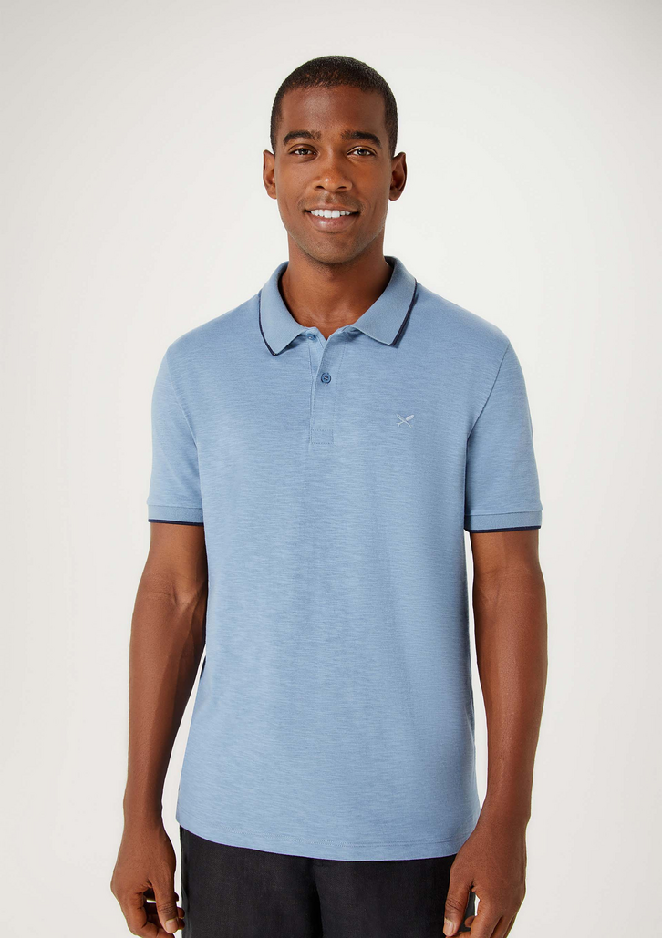 Camisa Azul Claro Hering Polo Básica Masculina Em Malha Texturizada
