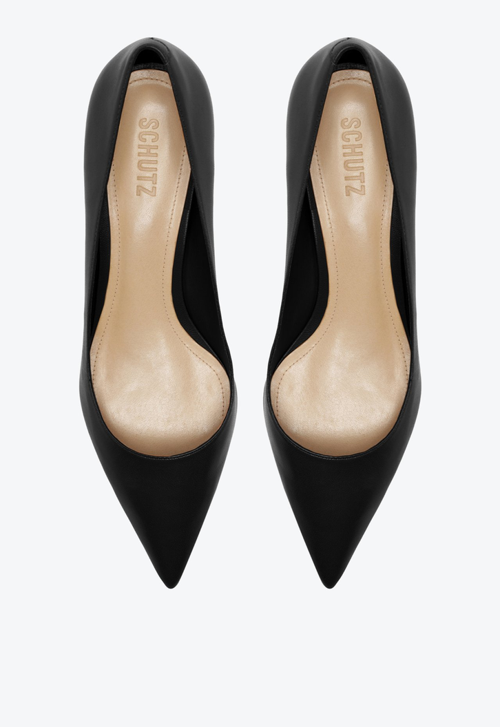Sapato Scarpin Laura Mid Couro Preto