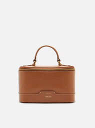 Necessaire Marrom Arezzo Caramel Couro Redonda