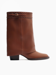 Bota Caramelo Couro Cano Curto Polaina Folk