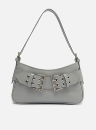 Bolsa Tiracolo Azul Arezzo Couro Média Fivelas