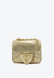 Bolsa Tiracolo Dourada Schutz Butterfly Pequena Couro