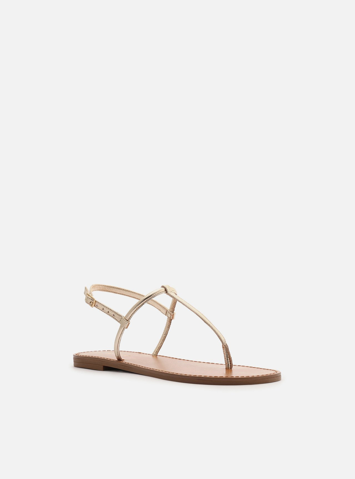 Sandália Rasteira Dourada Lizard Slim