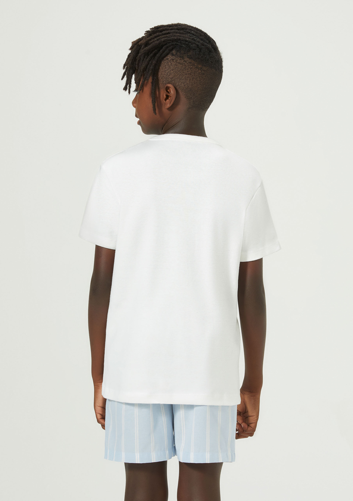 Pijama Curto Infantil Off White Hering Listrado Tal Pai Tal Filho