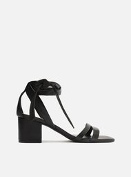 SANDÁLIA PRETA AREZZO SALTO BLOCO LACE UP