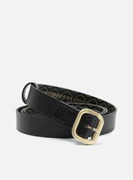 Cinto Preto Arezzo Couro Liso Fino Fivela