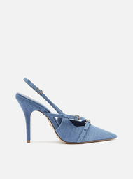 Scarpin Azul Jeans Arezzo Salto Alto Slingback Amélia