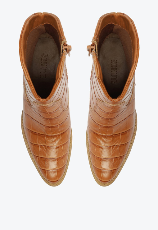 Bota Souli Couro Croco Marrom