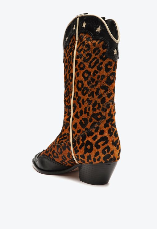 Bota S-Cicera Salto Bloco Couro Animal Print