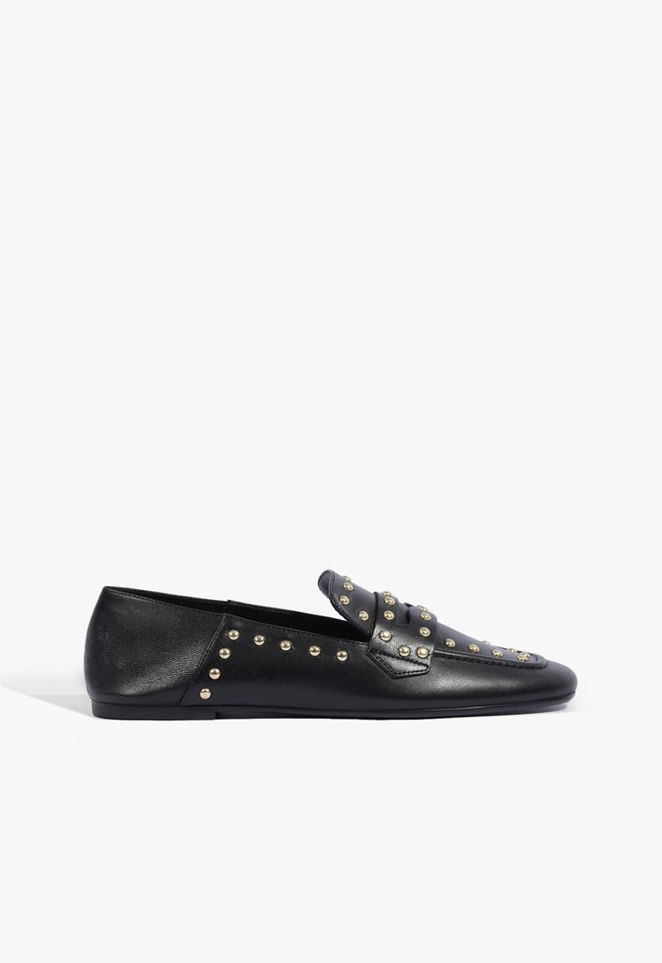 SAPATO MOCASSIM PRETO SCHUTZ BAIXO COURO TACHAS