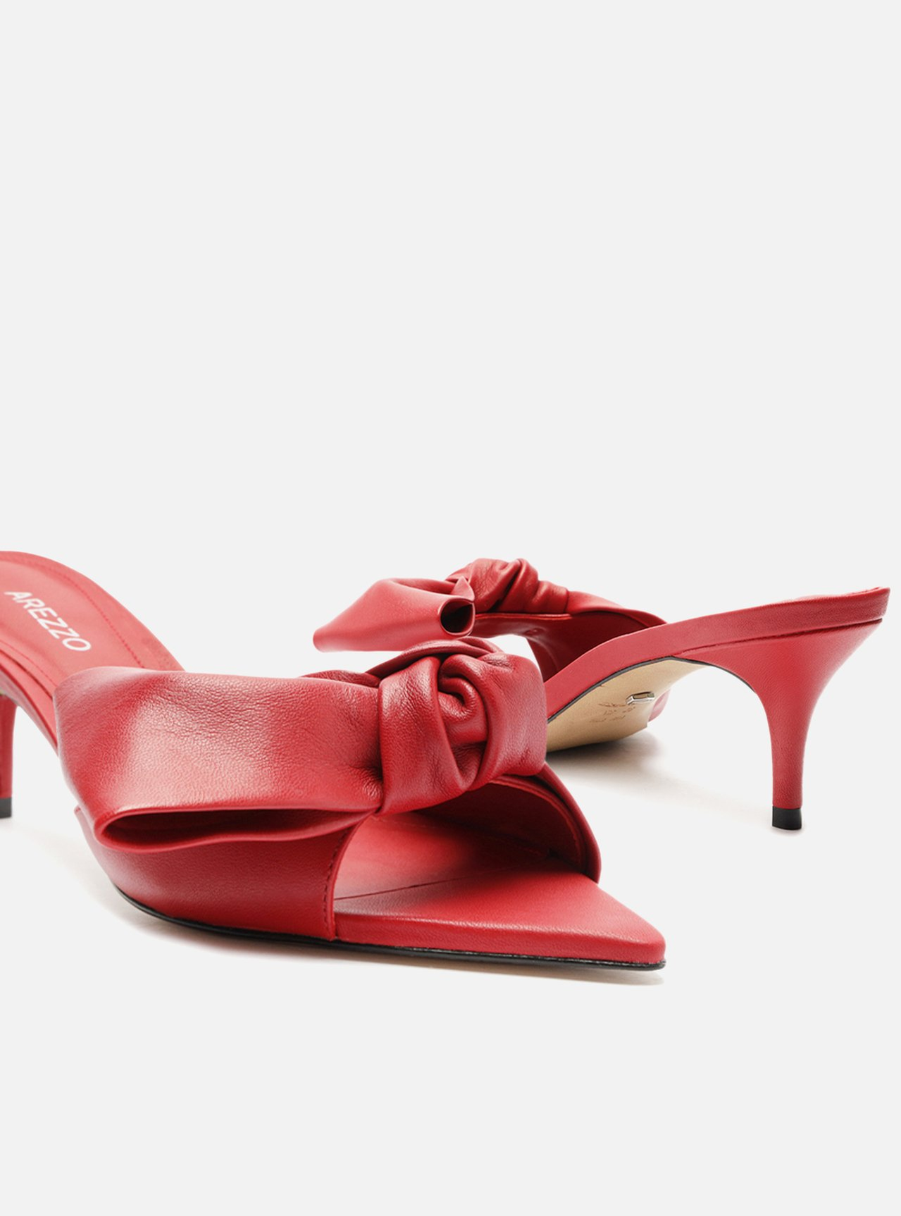 Mule Vermelha Arezzo Couro Salto Fino Maxi Laço | ZZ MALL Mule Vermelha Arezzo Couro Salto Fino Maxi Laço | ZZ MALL