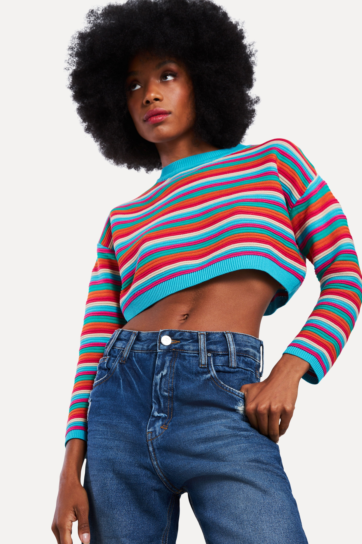 BLUSA AZUL REVERSA TRICOT STRIPE | ZZ MALL