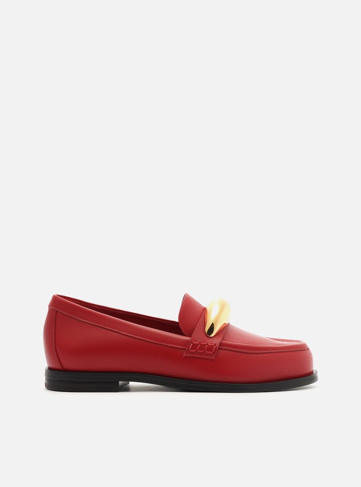 Mocassim Vermelho Couro Metal Bold Silvia Braz