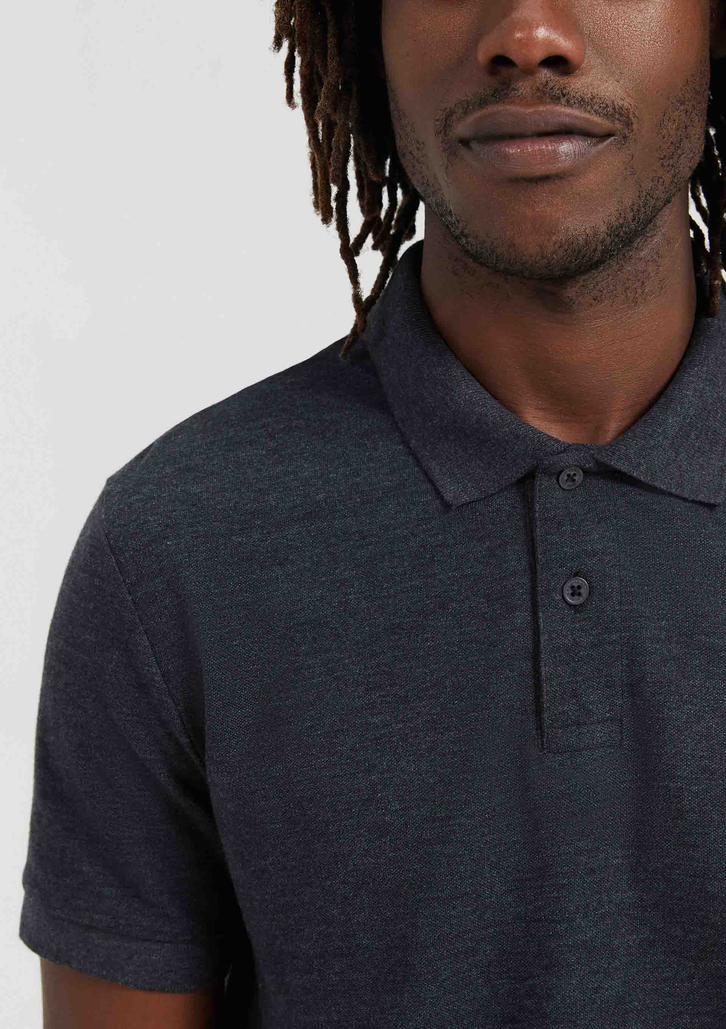 Camisa Polo Básica Cinza Escuro Hering Manga Curta Em Piquet