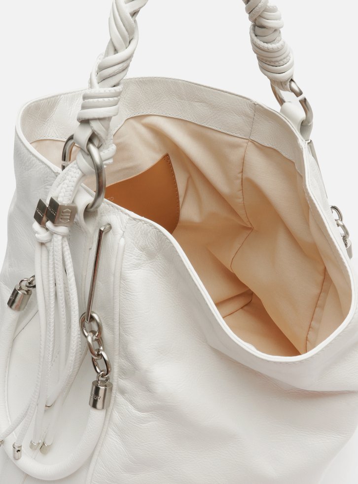 Bolsa Hobo Branca Couro Grande Alça Torcidos