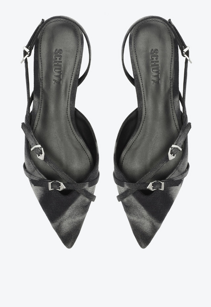 Sapato Mule Slingback Jeans Preto