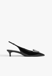 Slingback Shine Kitten Preto