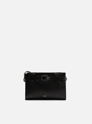 Bolsa Tiracolo Preta Pequena Tira Afivelada