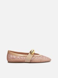 Sapatilha Nude Arezzo Bonéca Tela Fivela