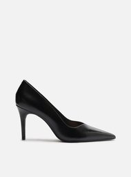 Scarpin Preto Couro Salto Médio Fino V