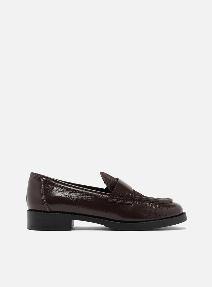 Mocassim Marrom Couro Mix Pelo Tira