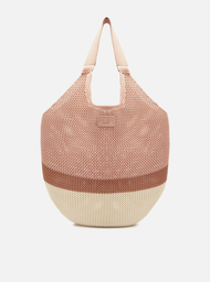 Bolsa Shopping Nude Colorida Crochê Grande