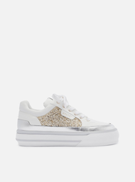 Tênis Flatform Branco Arezzo Couro Brilhos
