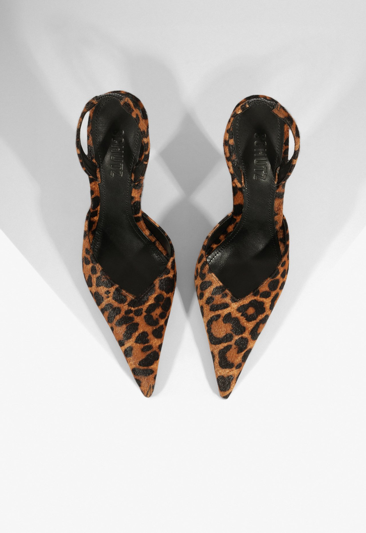 Slingback Couro Oncinha