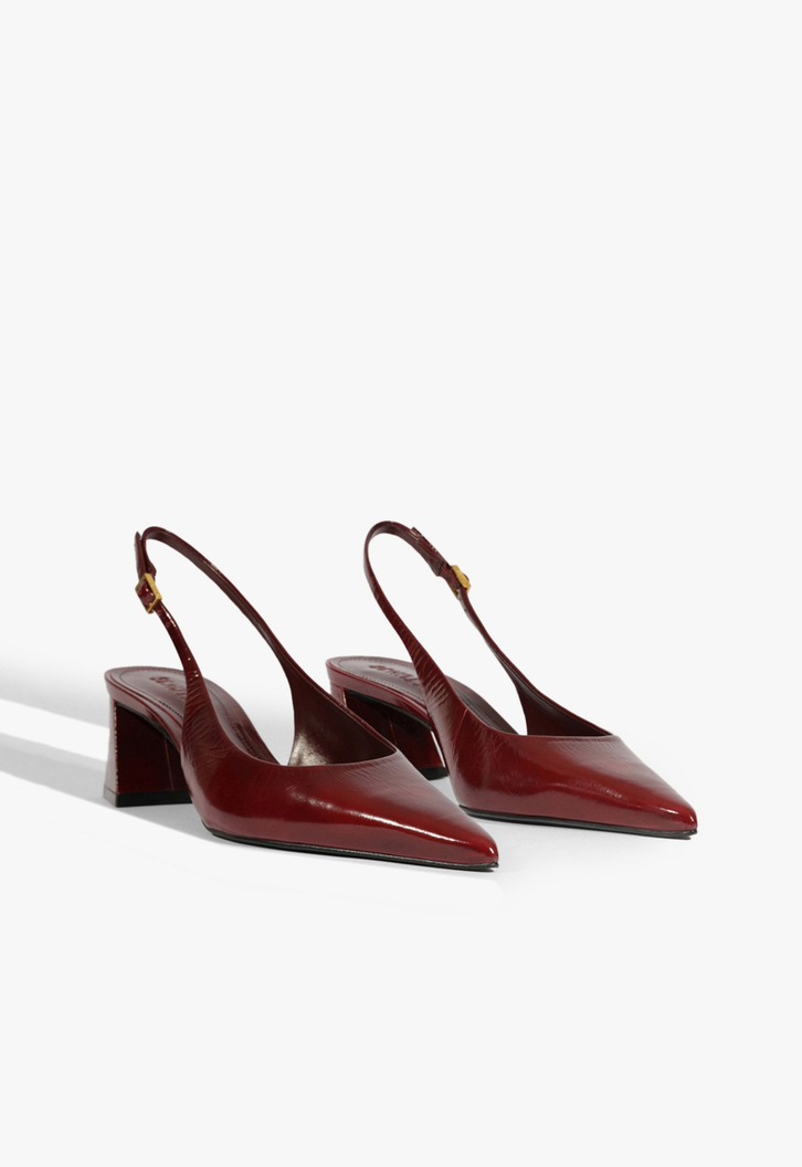 Scarpin Slingback Rhonda Mid Couro Vermelho